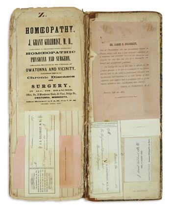(MEDICINE.) Scrapbook kept by a homeopathic physician in Pennsylvania, Michigan, and Minnesota.